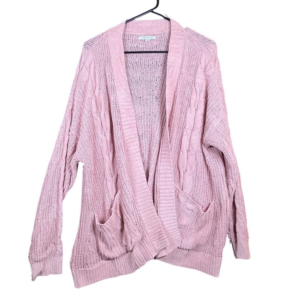 American Eagle Womens Sweater Pink Open Front Cardigan Knitted Medium